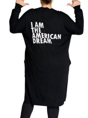 I AM THE AMERICAN DREAM 🇺🇸 Long Oversized Tunic Cardigan DUNGABEE Black S